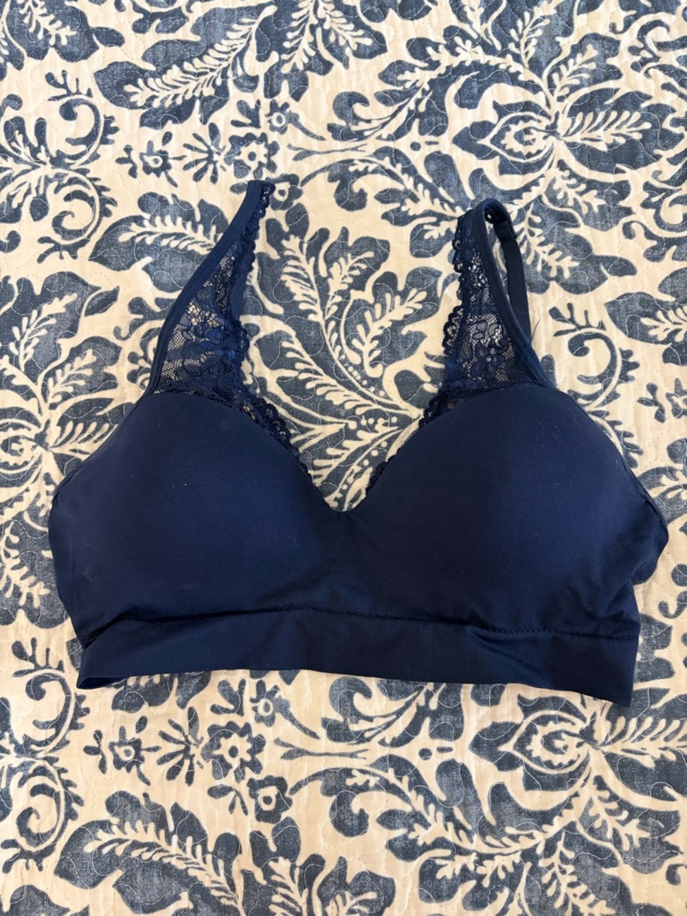 Nautica Navy Lace-Trim Wireless Bralette
